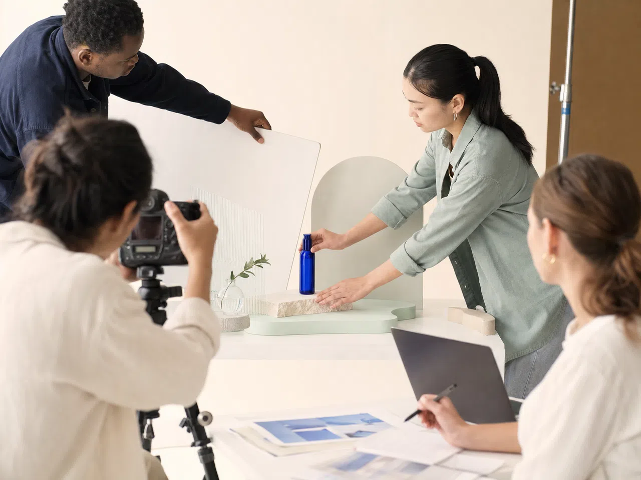 Ecommerce team producing product video content