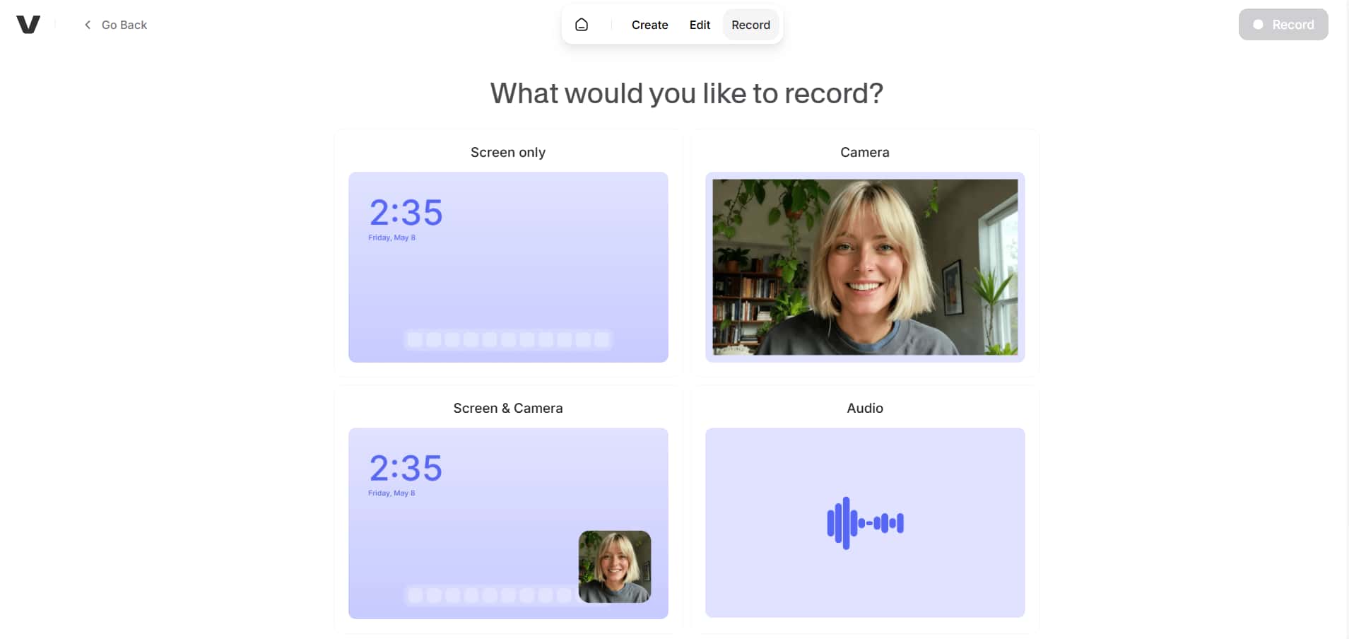 Screen and webcam recording