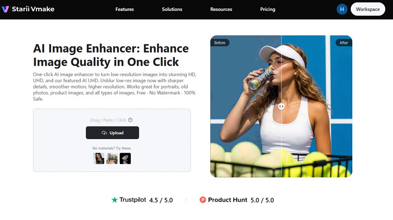 Vmake AI image enhancer