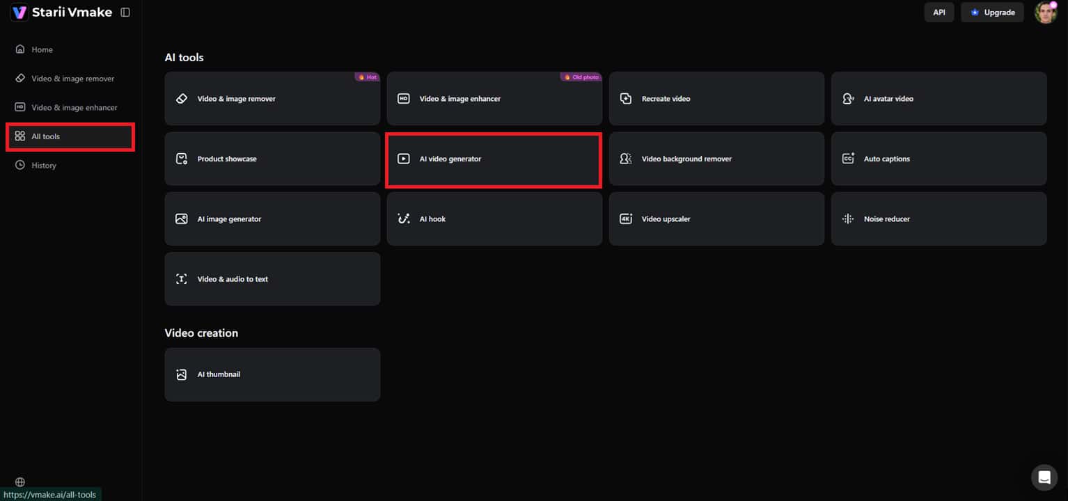  Access the AI video generator workspace