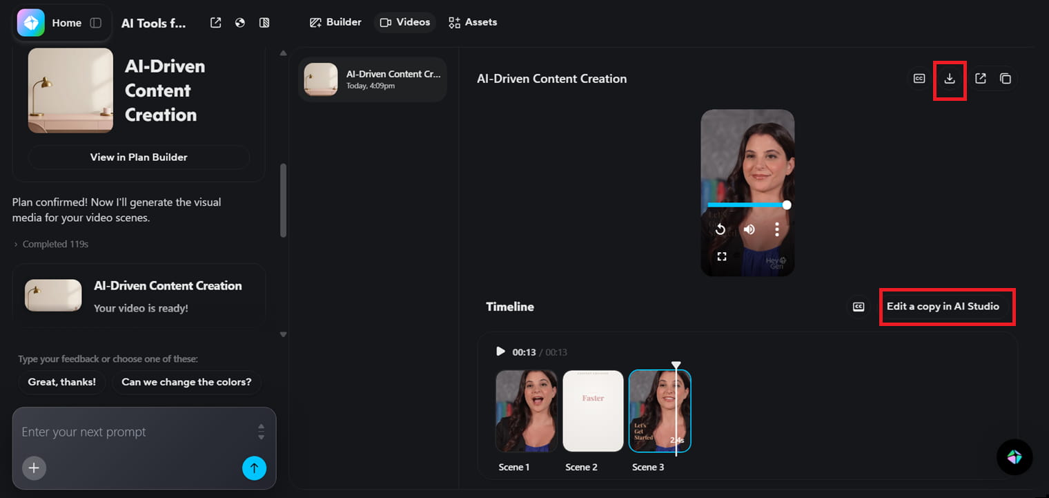 Edit the video further or download