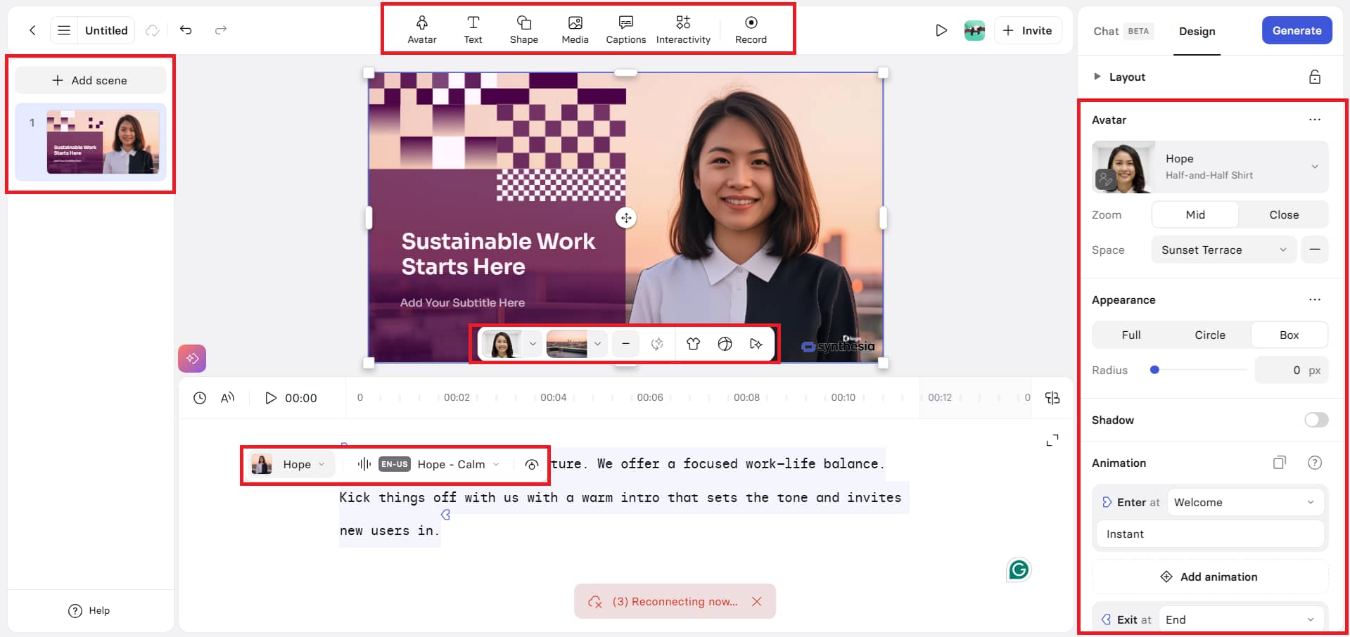 Customize your avatar and video elements