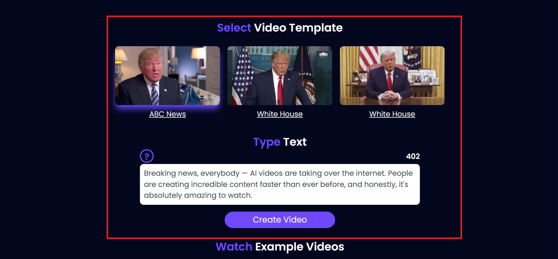 Select template and enter dialogue