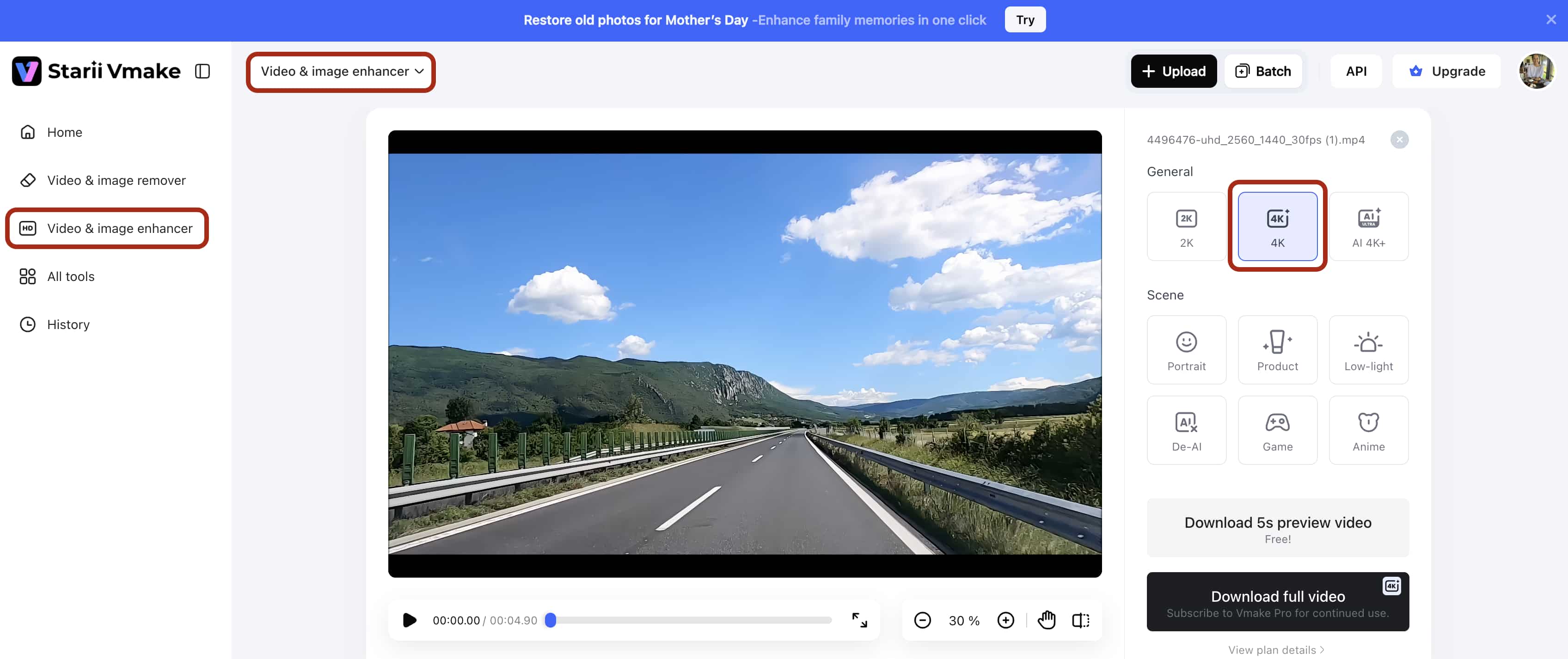 Choose 4K output resolution for best results