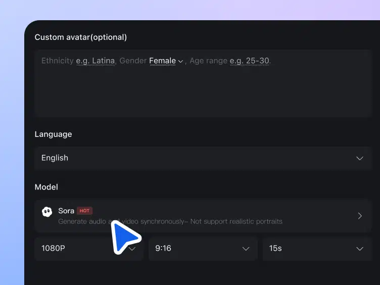 Switch language, avatar, and scene