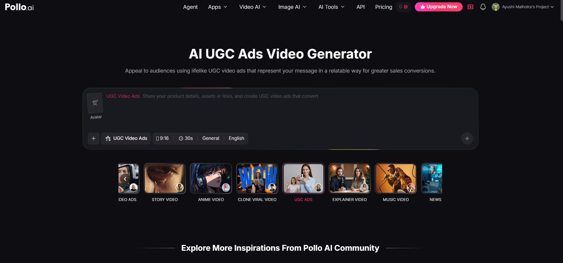 Pollo.AI UGC video generator