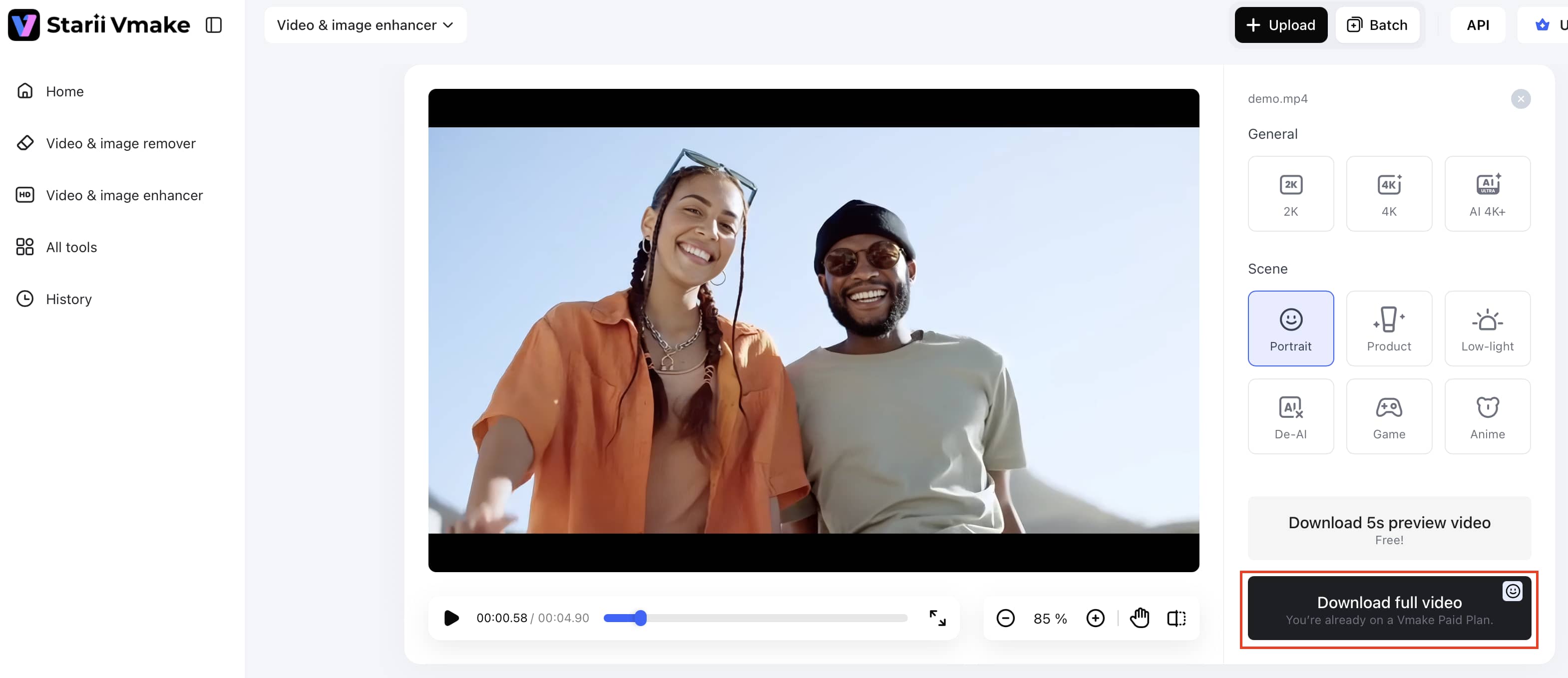 Export the final video to a higher quality