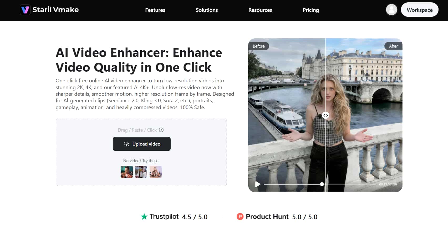 Vmake AI video enhancer
