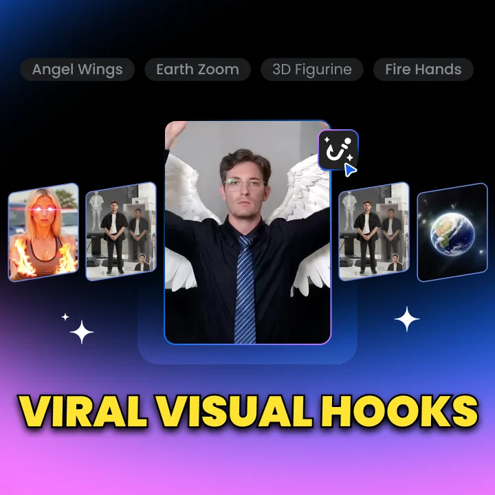 Add viral-style video hooks in one click to boost attention and retention.