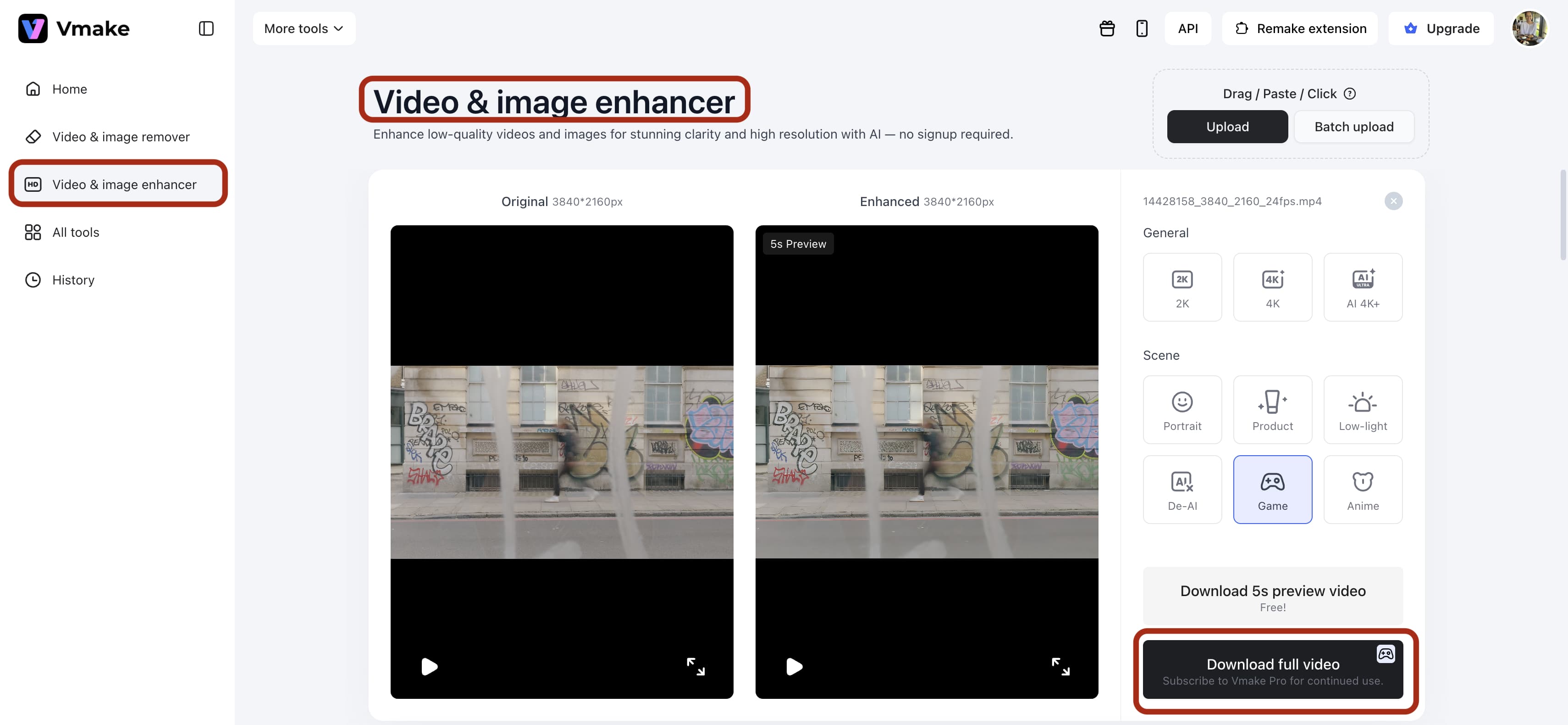 Download high quality video output