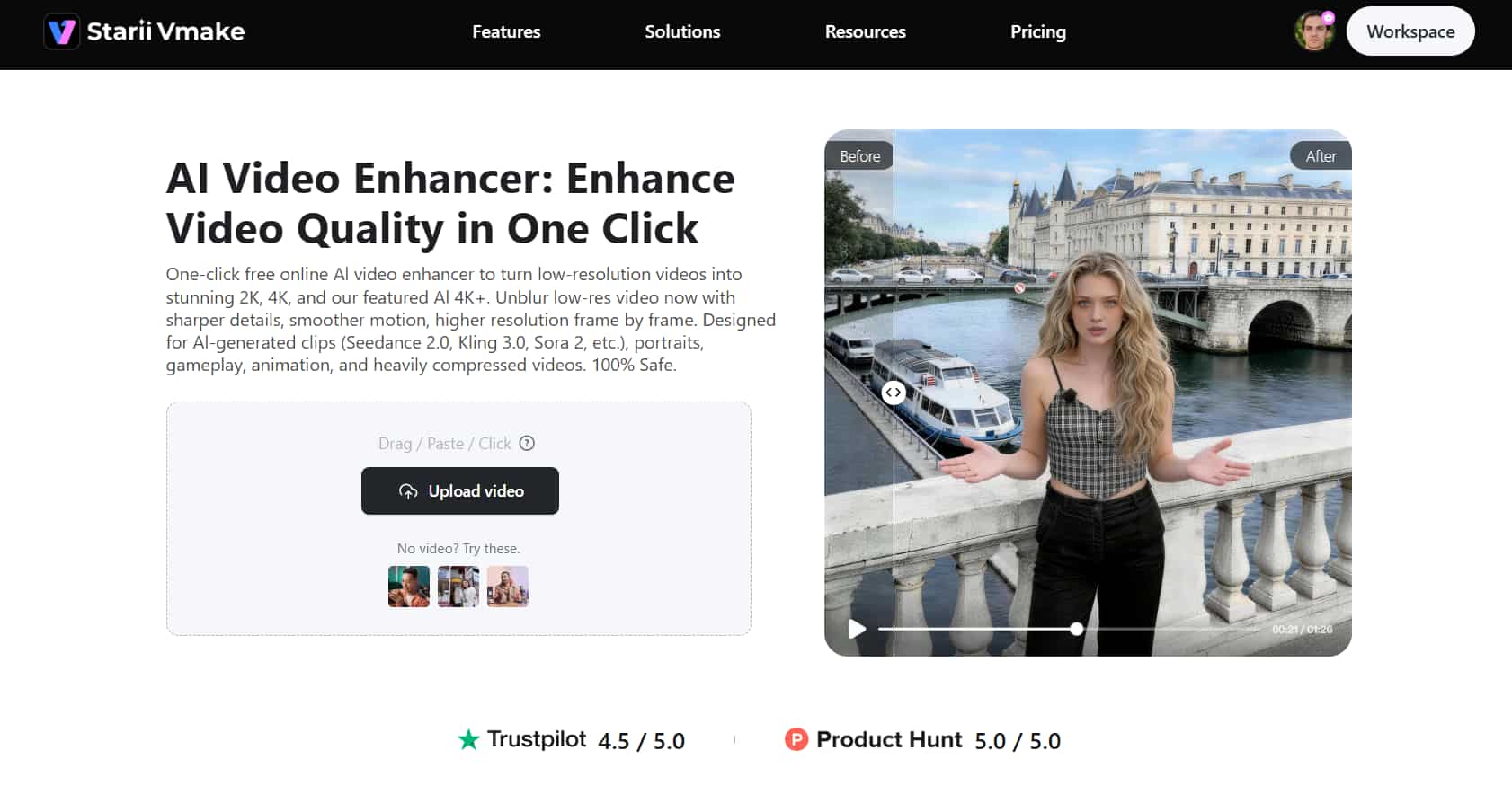 Vmake AI video enhancer
