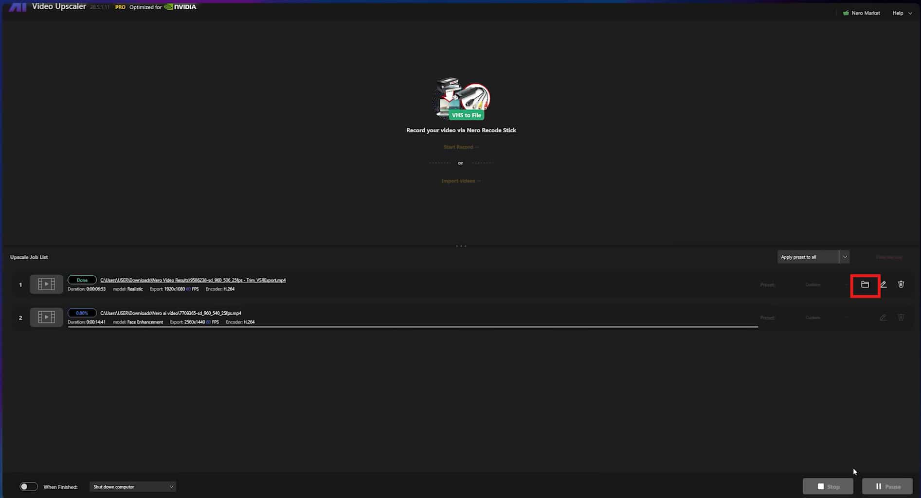 export the final video