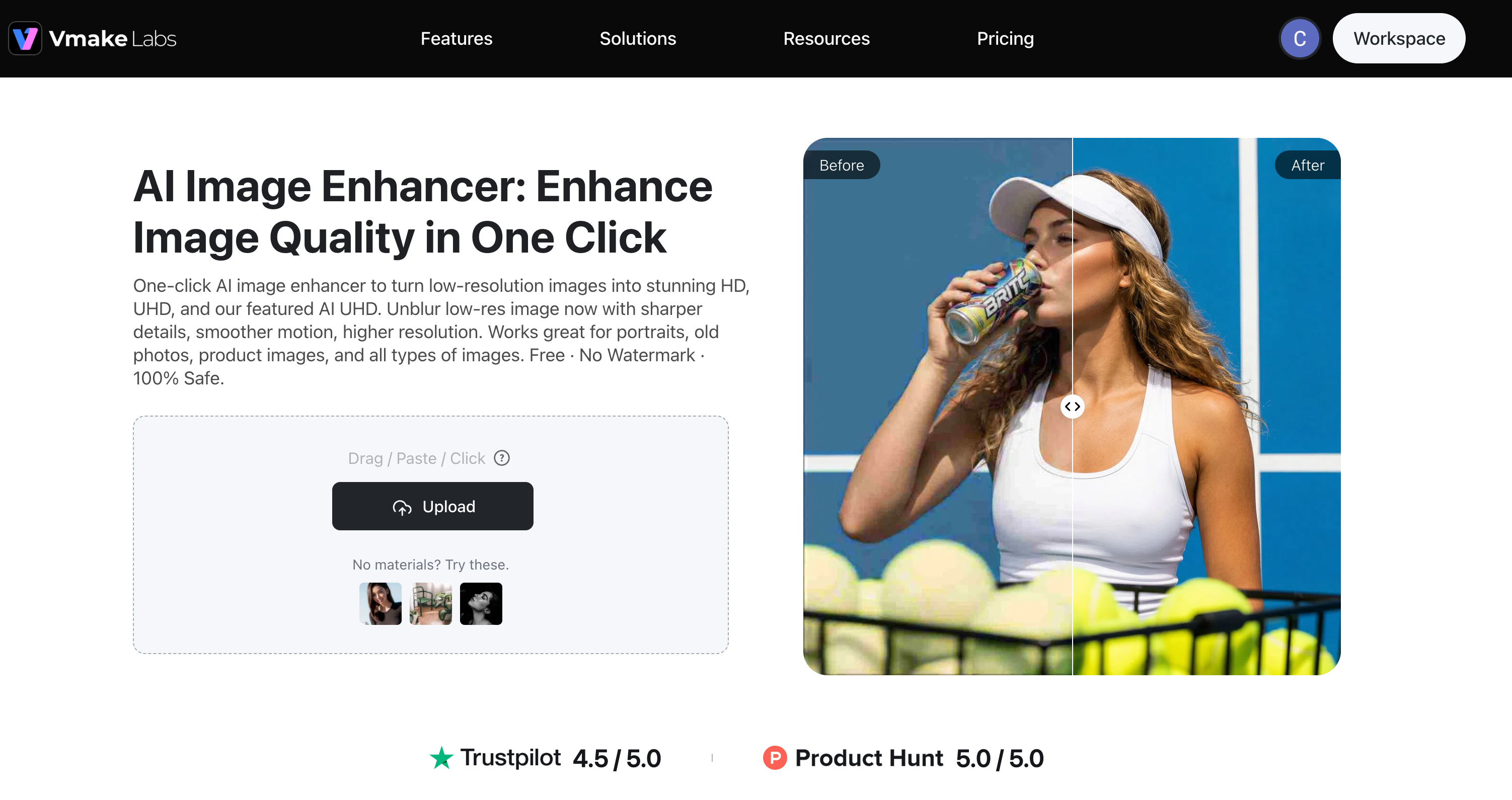 Vmake Labs AI image enhancer
