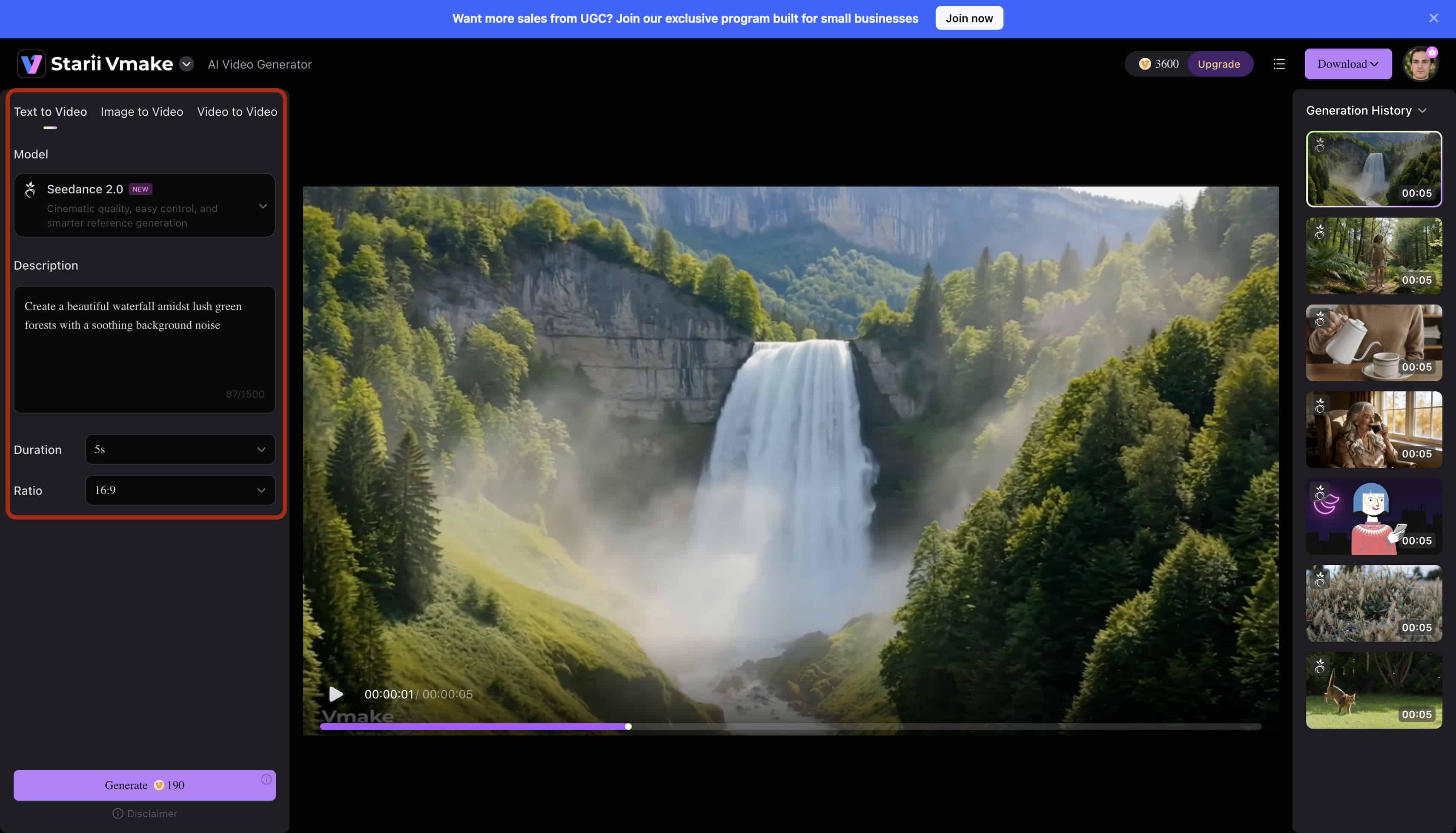 Once generated, preview the video file before downloading 