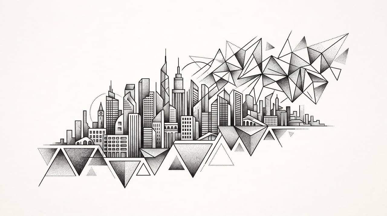 text Abstract Architectural and Dotwork Prompt