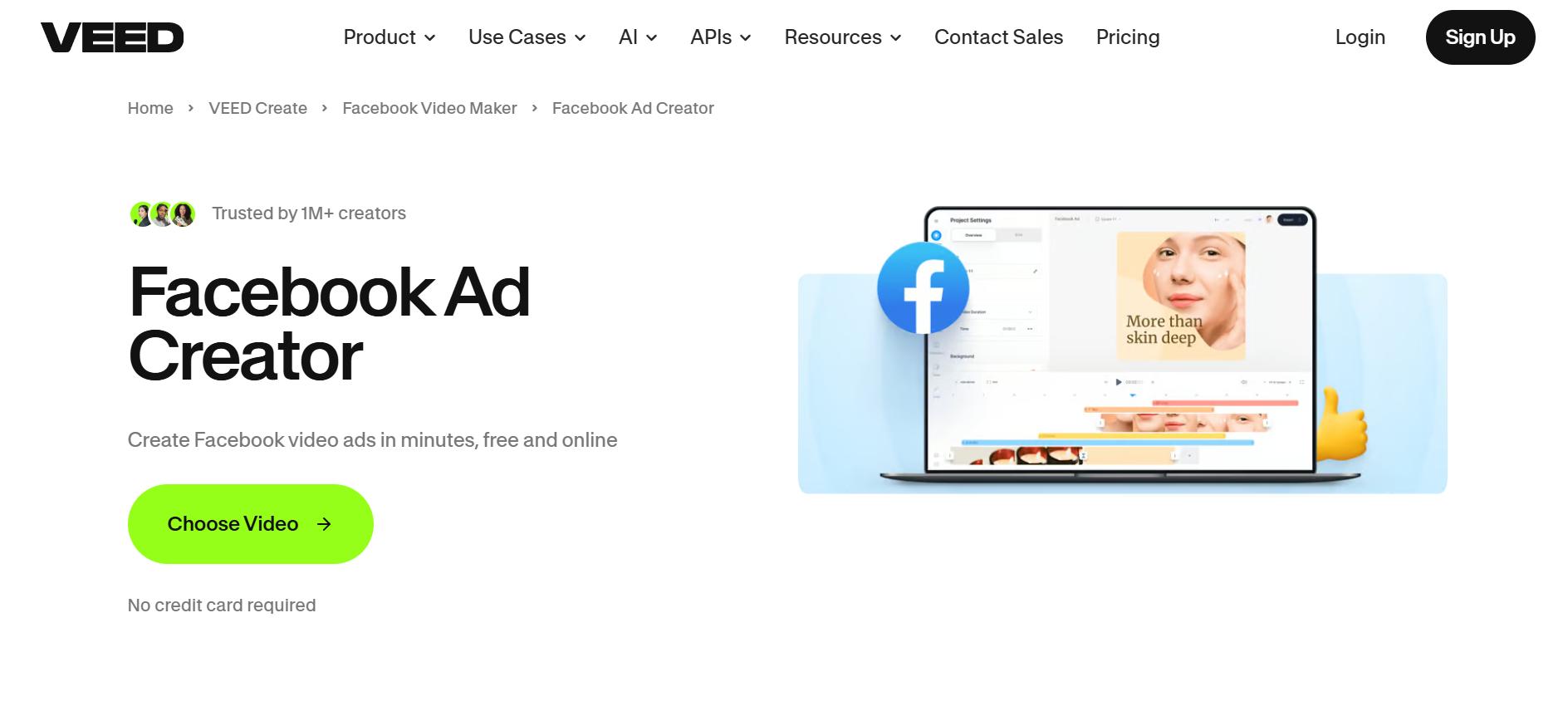 VEED Facebook ad creator