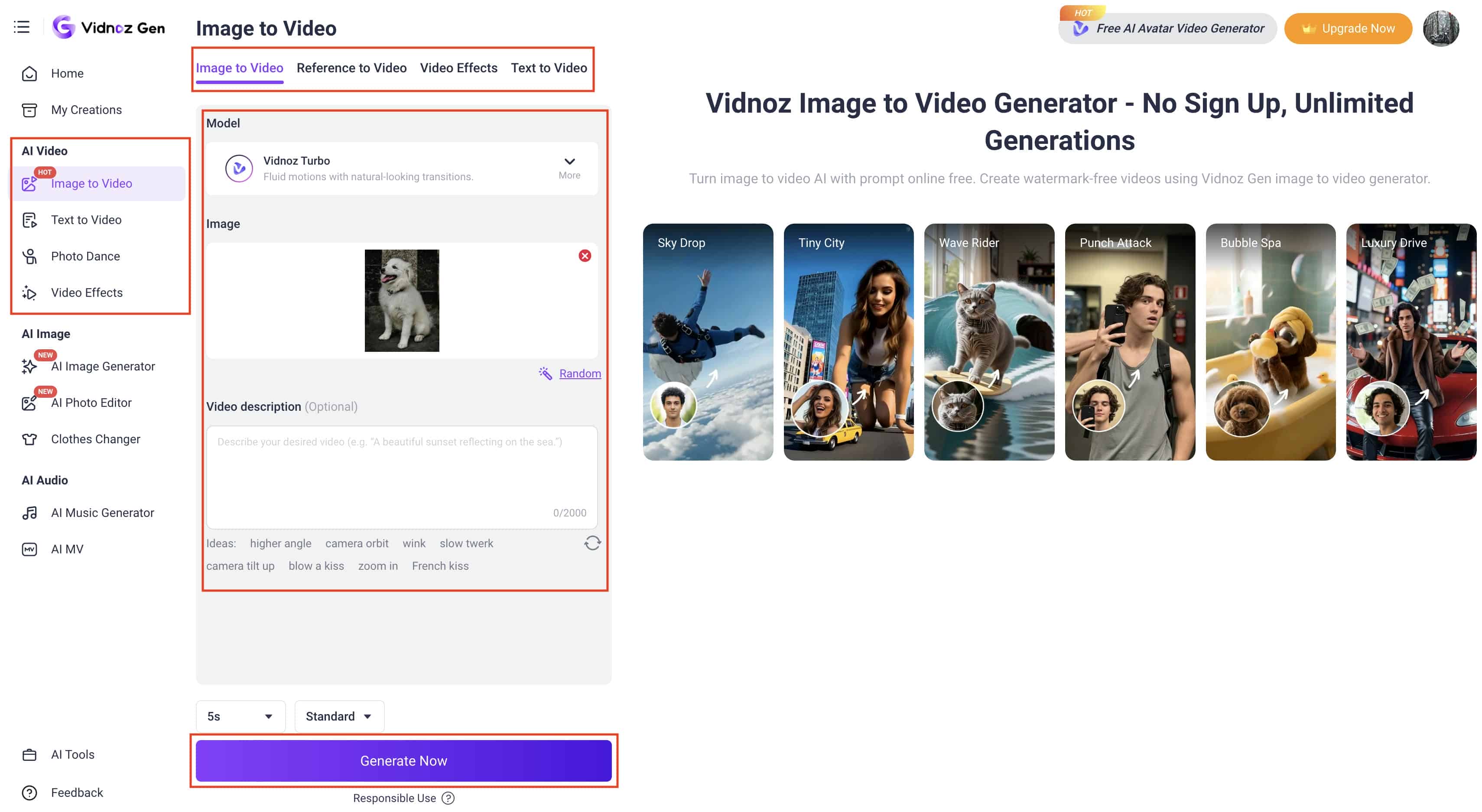  Upload your image and generate the video
