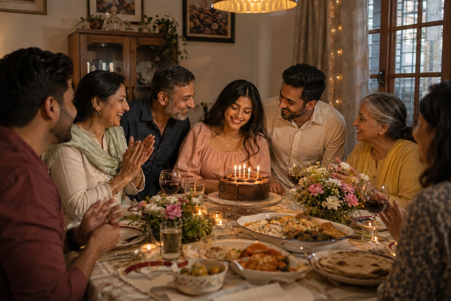 Family birthday dinner table