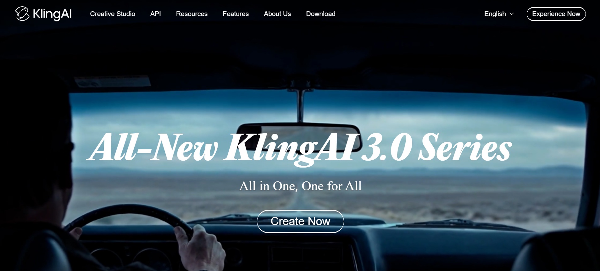text Kling AI homepage