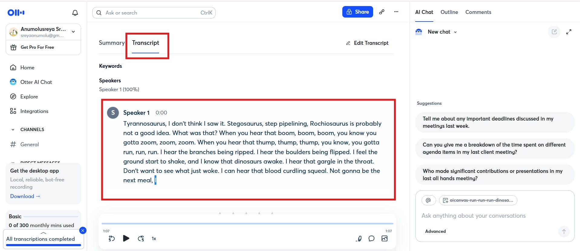 Generate the transcript
