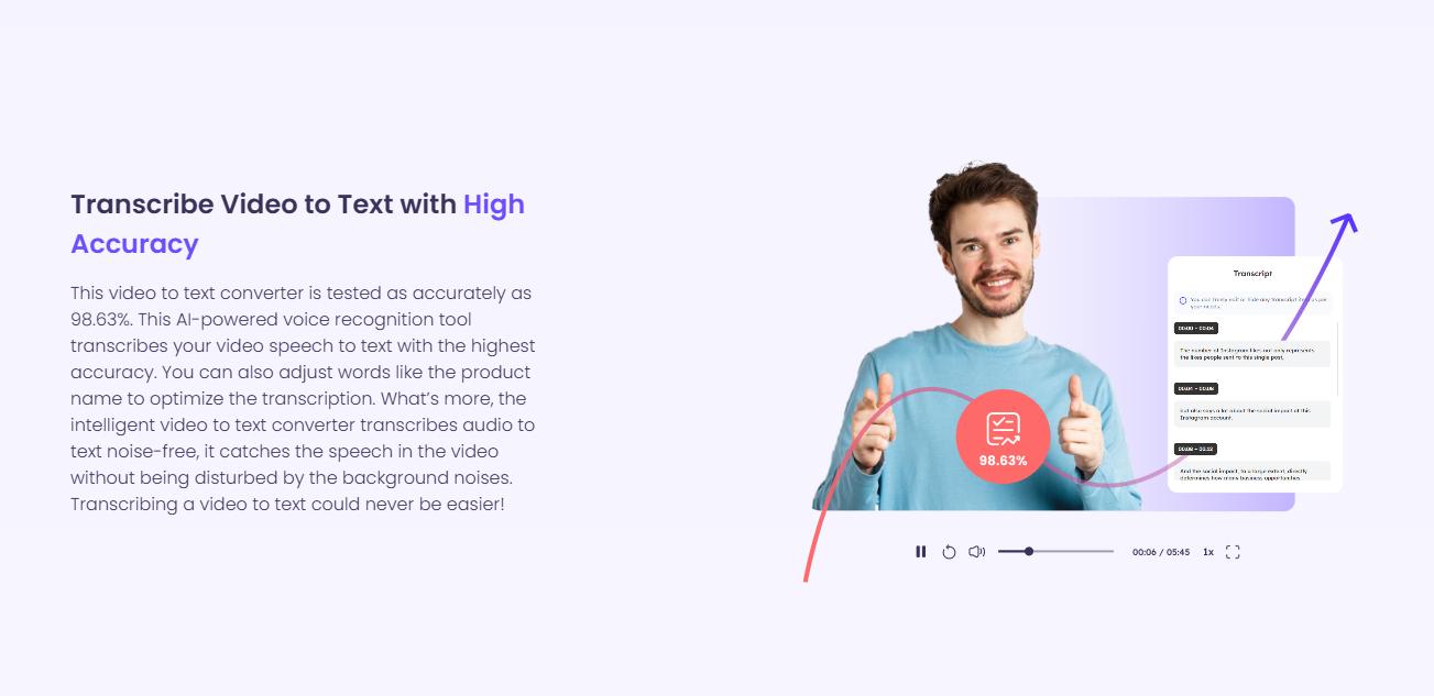 text Vidnoz AI automated transcription