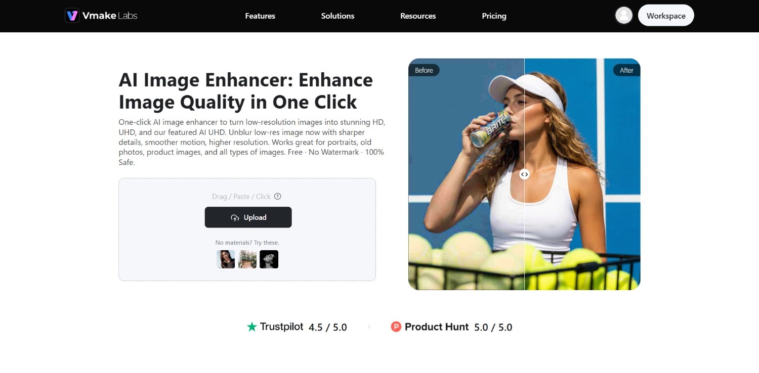 text Vmake Labs image enhancer