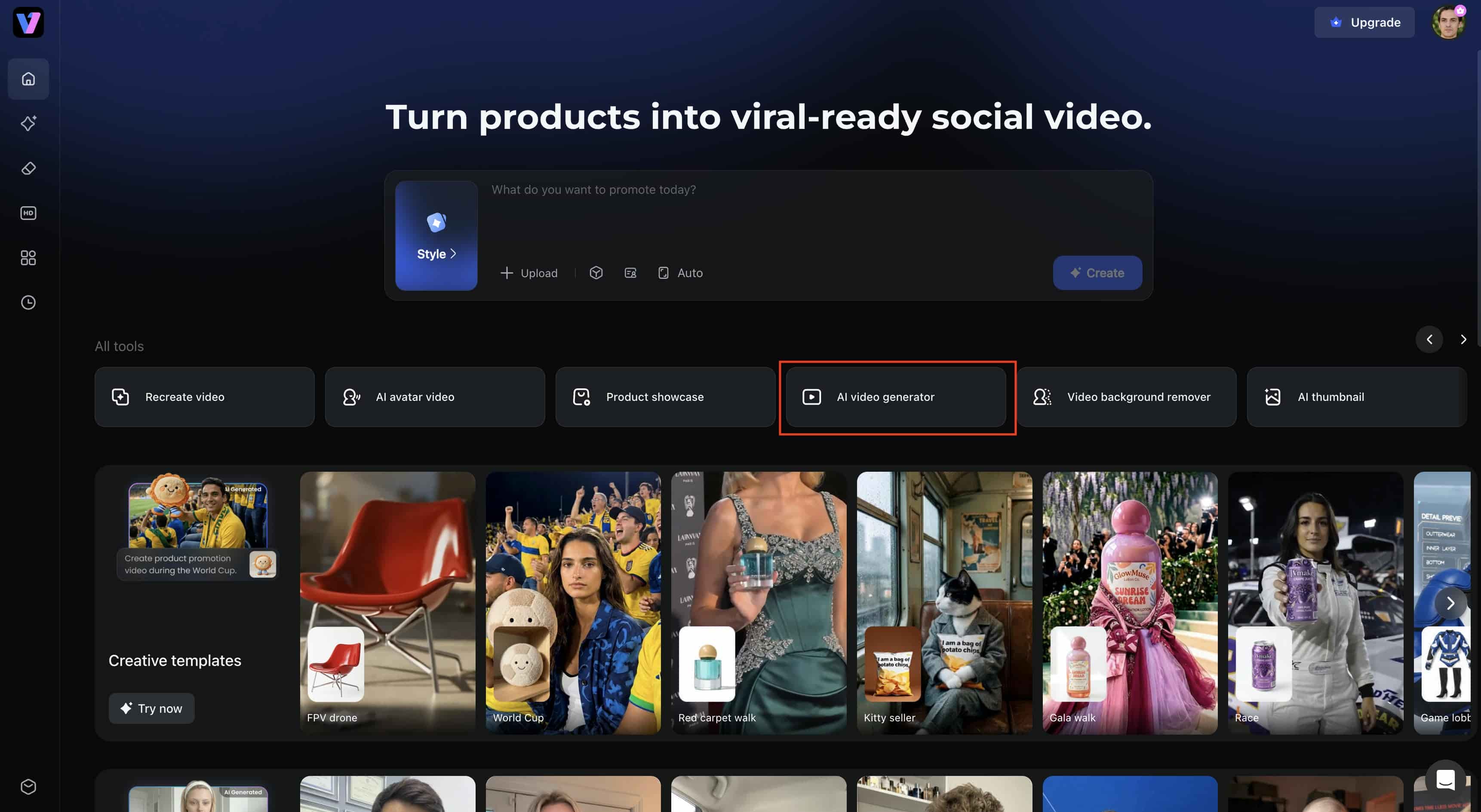 Launch Vmake AI video generator