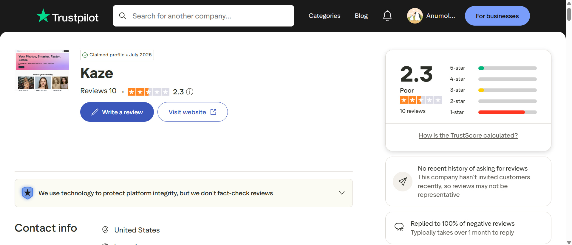 text Trustpilot review