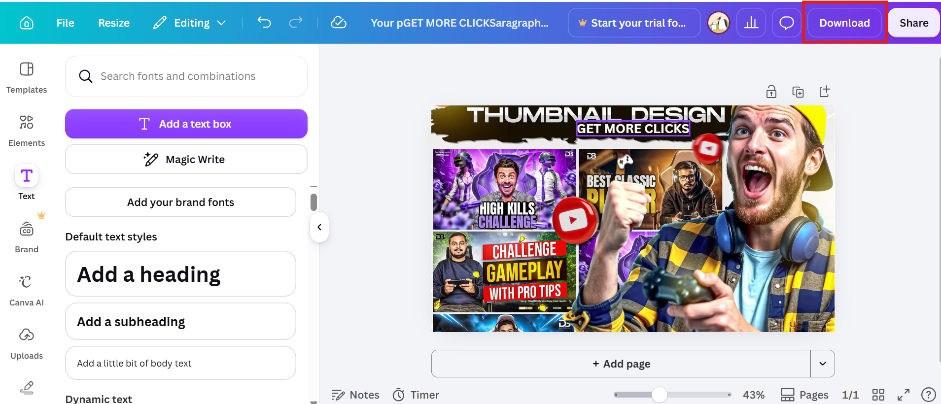 text Download your thumbnail
