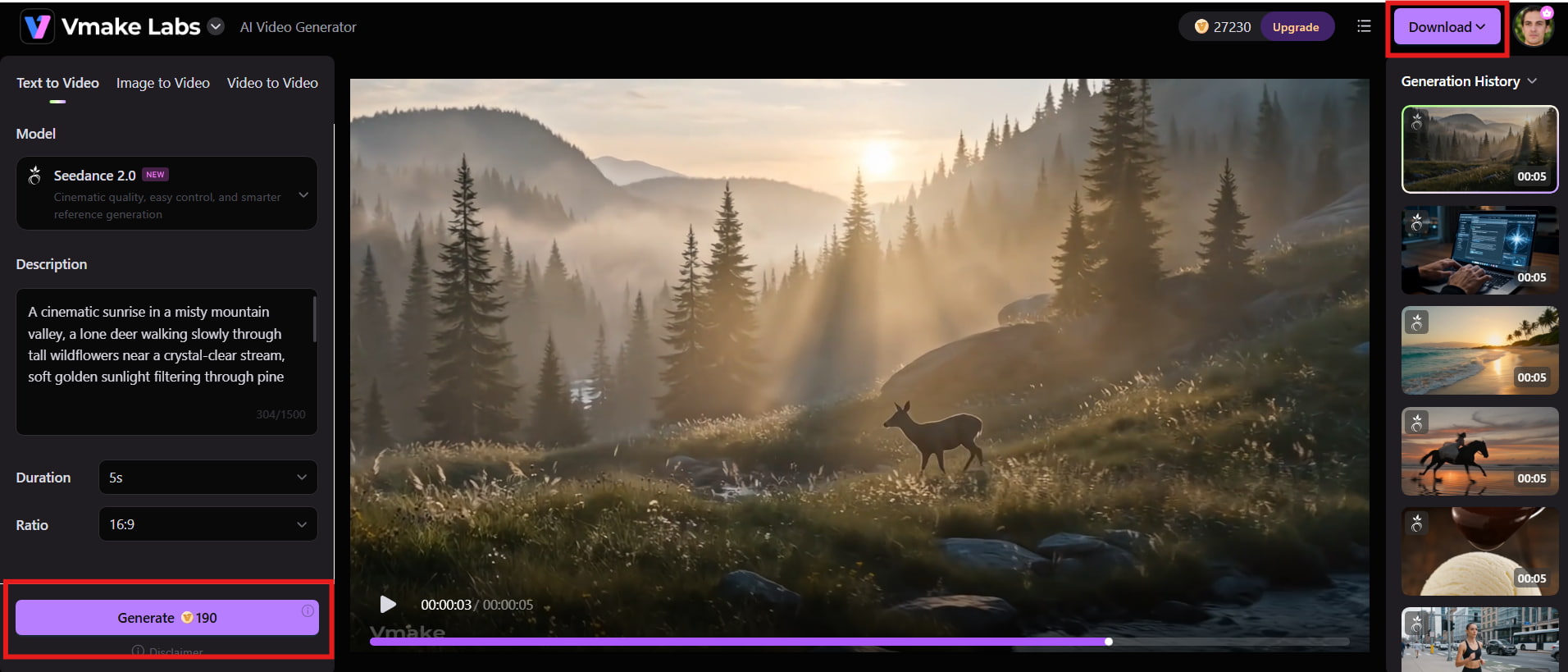 text Generate and export your video
