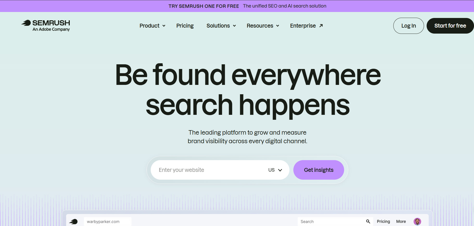 text Semrush Interface