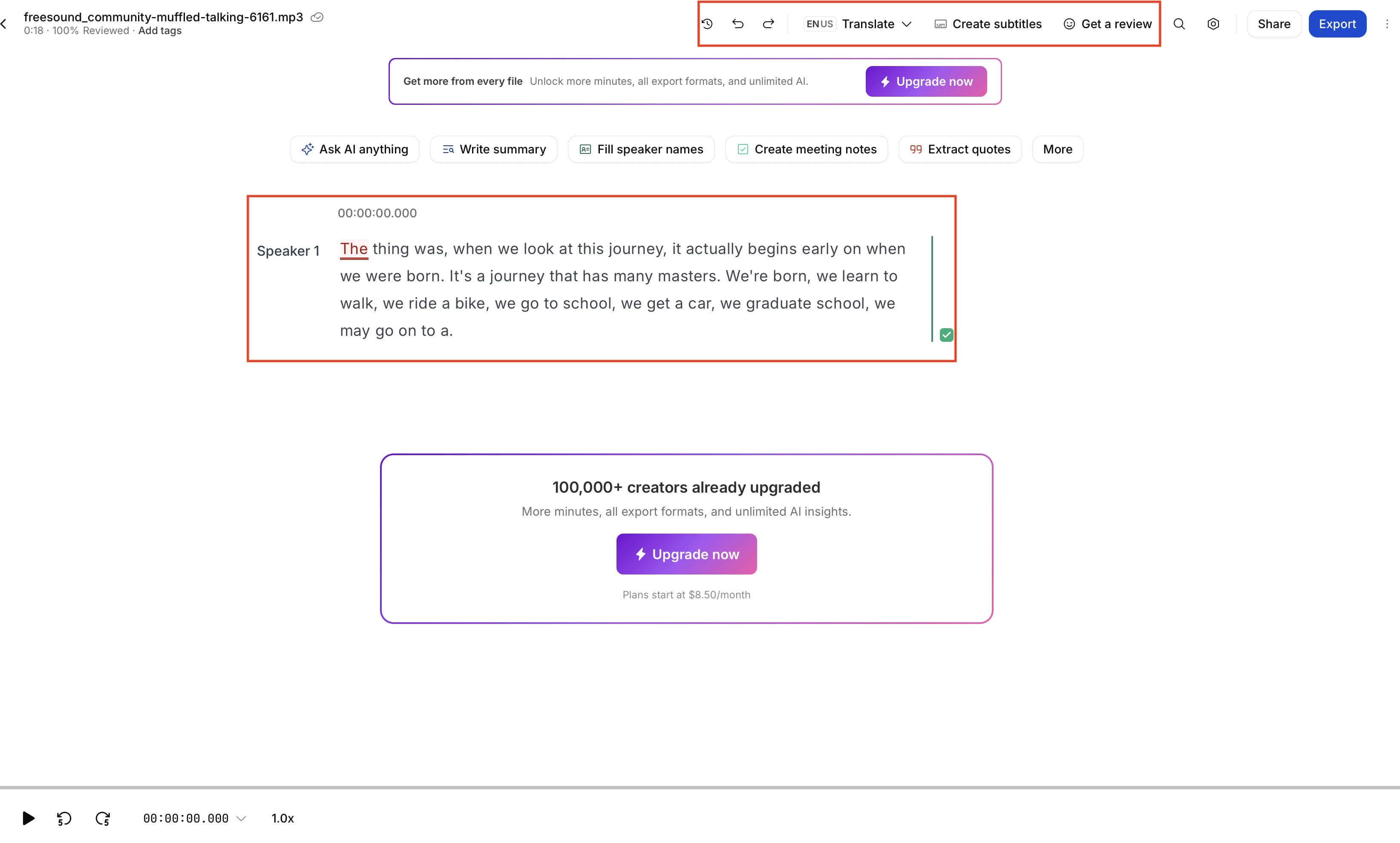 Generate and review the transcript