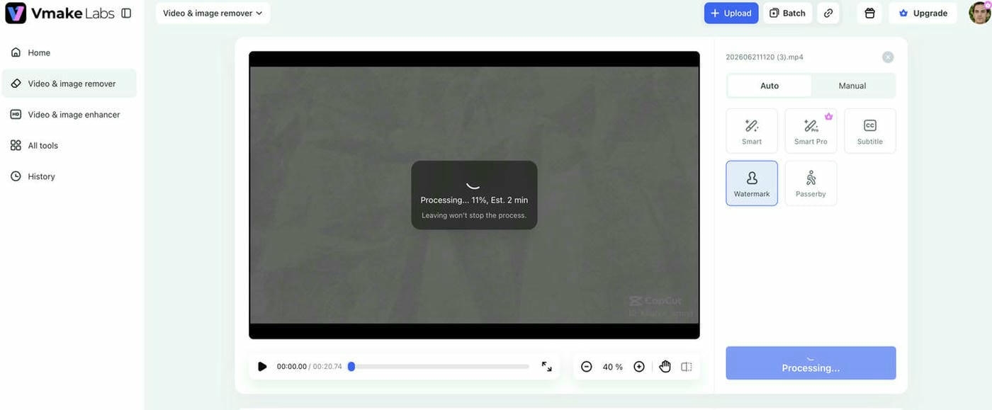 Select the watermark and let AI remove it