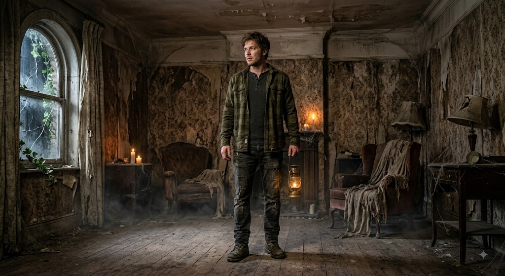 text Haunted-house Halloween scene