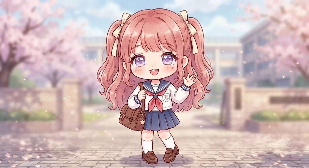 text Chibi schoolgirl