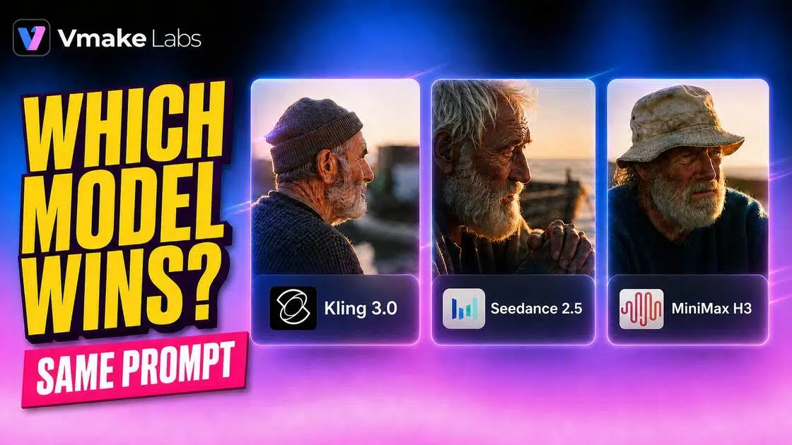 Seedance 2.5 comparison cover showing three model lanes for a same-prompt video test.