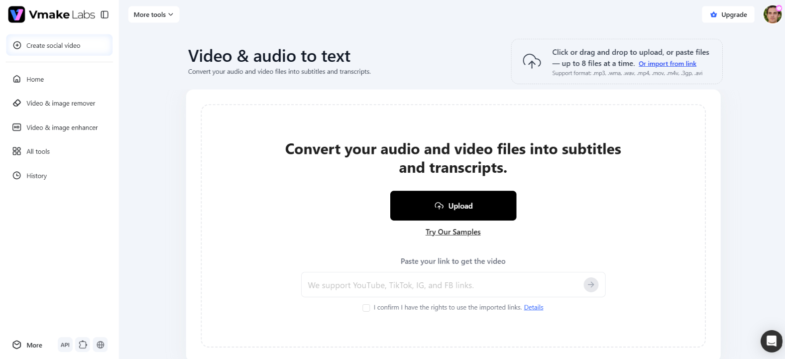 text Upload file