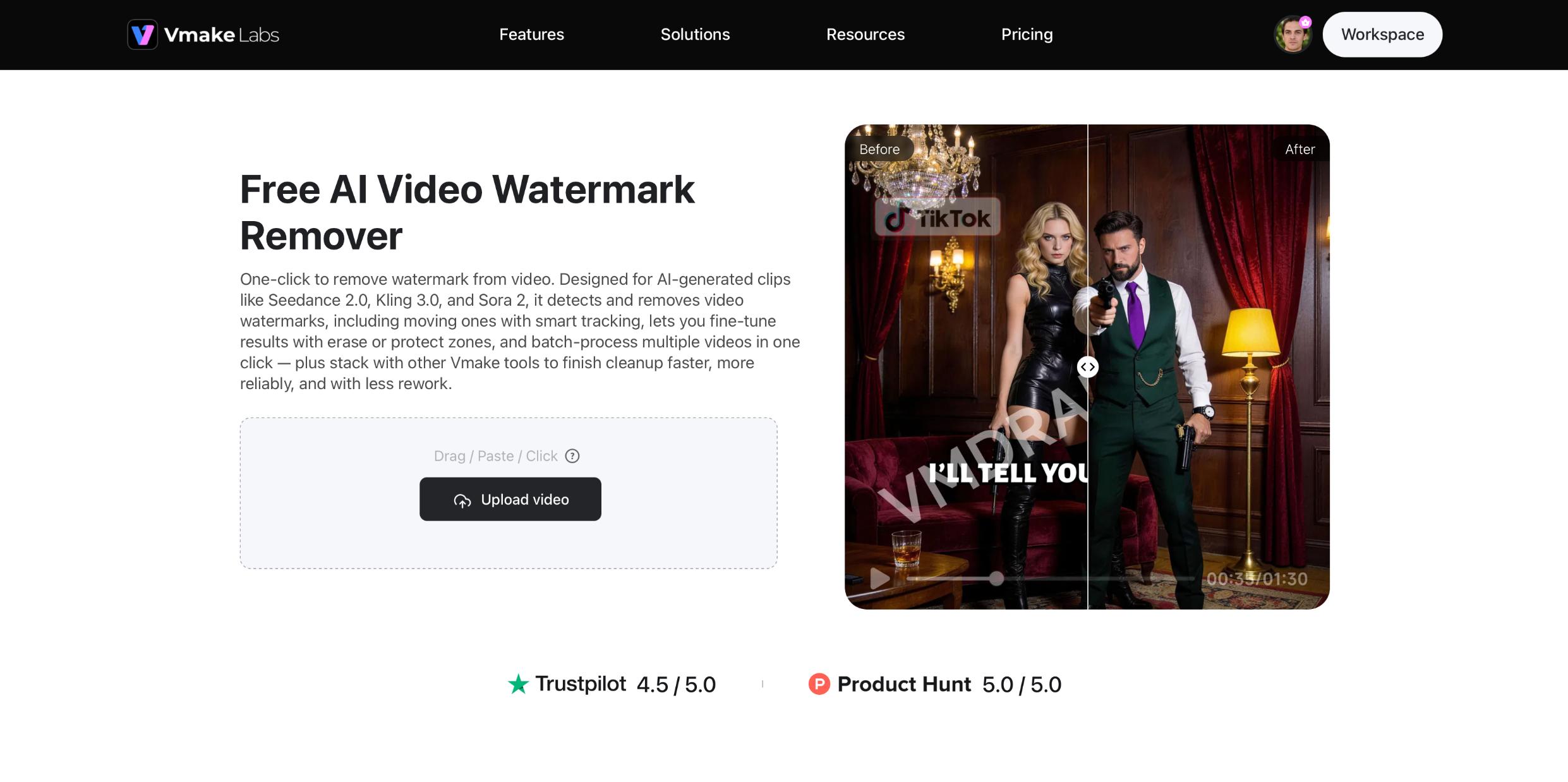 text Vmake Labs AI Video Watermark Remover