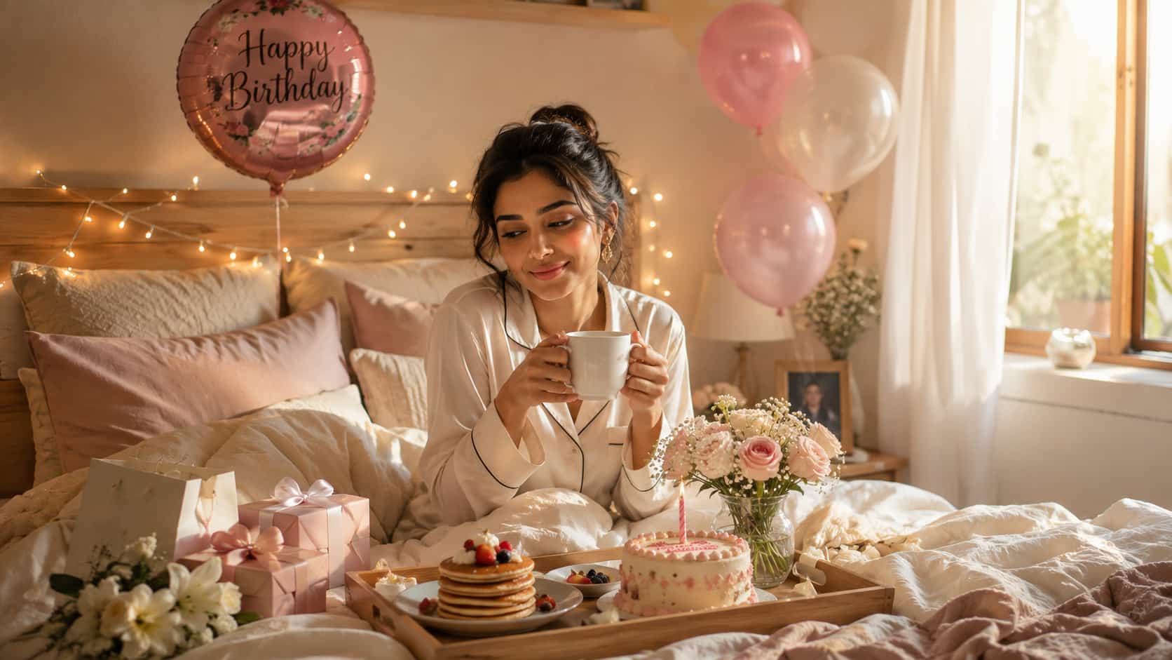 Birthday breakfast in bed