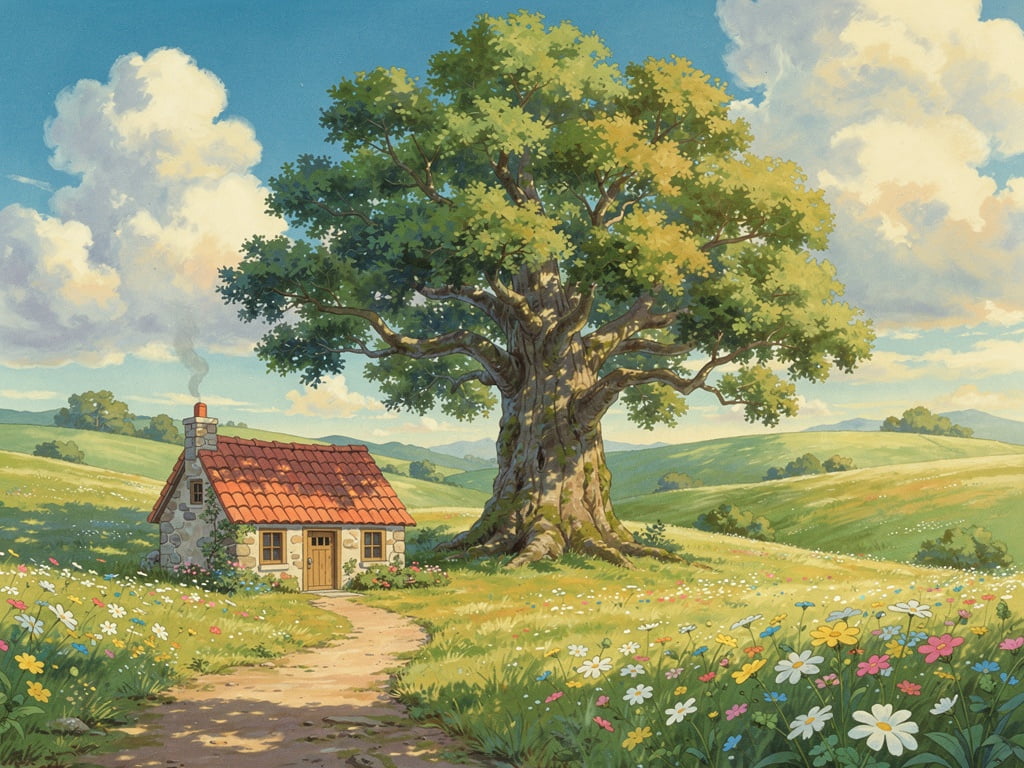 text Ghibli style ai image from picsart