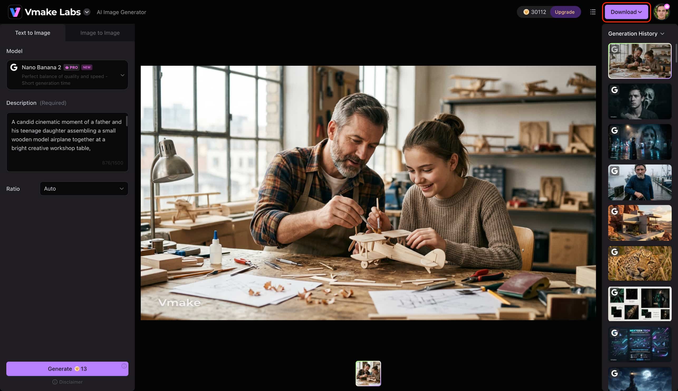 create your asset and download the result