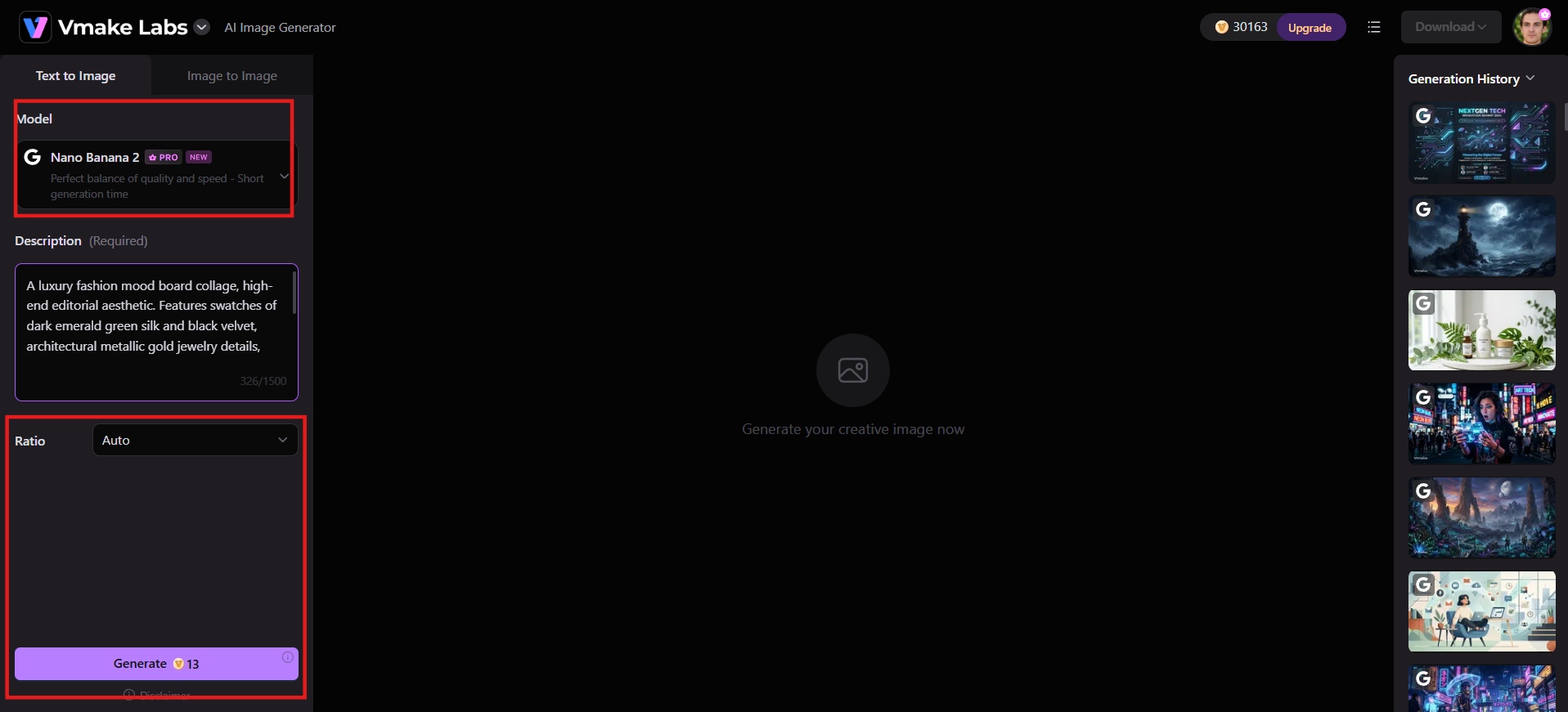 text Adjust settings and generate