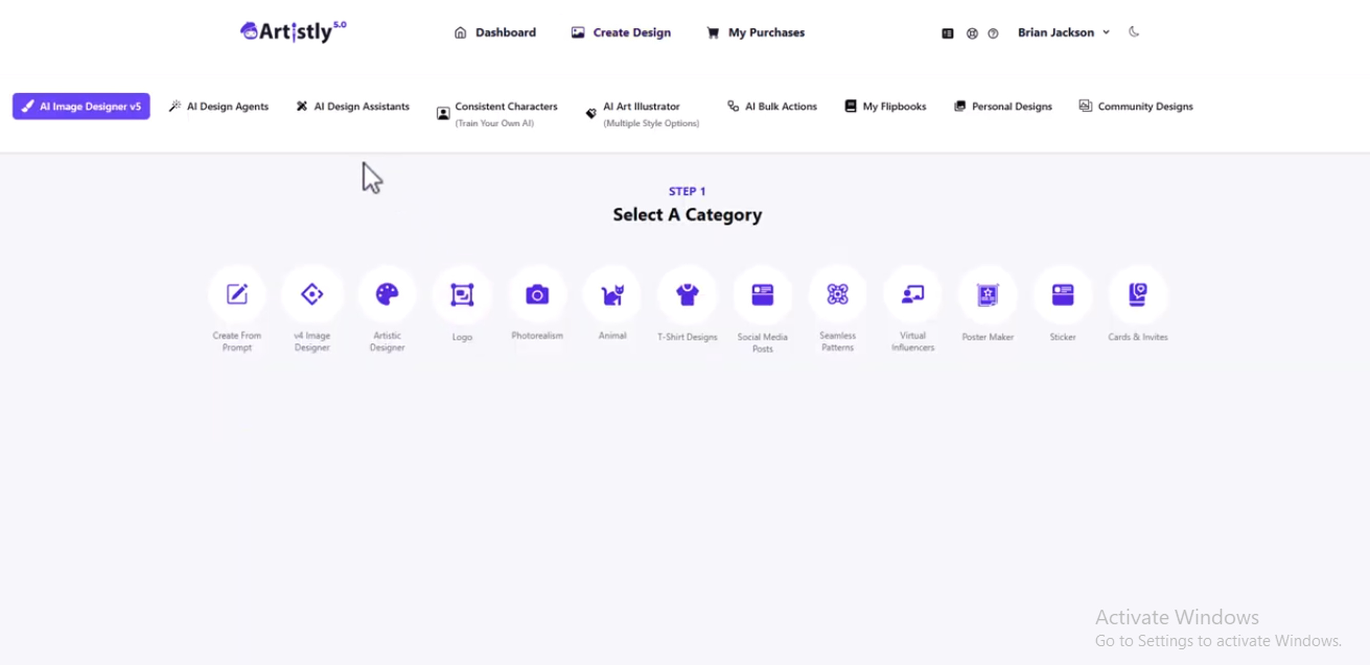 Enter a prompt or select the relevant creation option