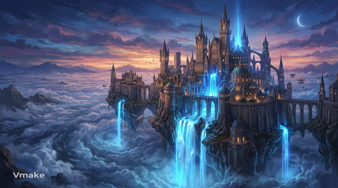 text Fantasy and landscape art prompt