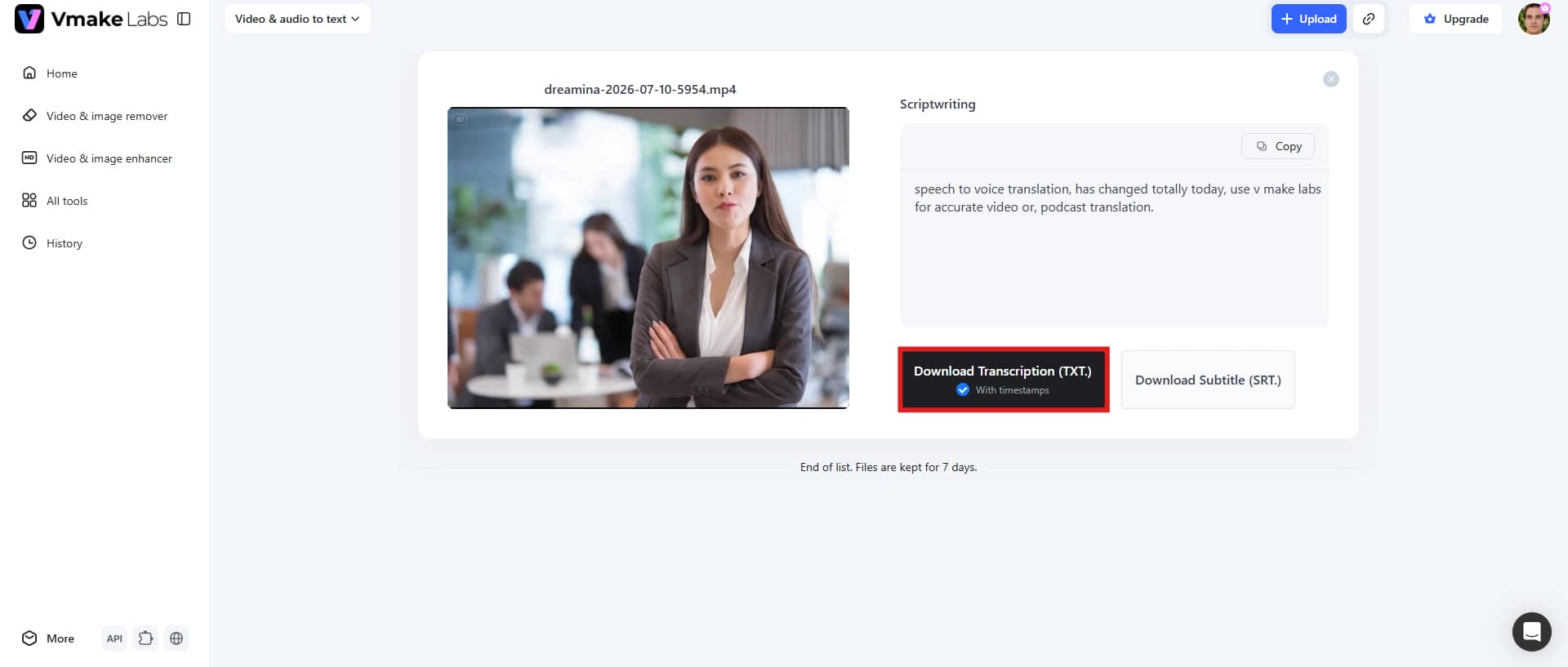 export your transcript