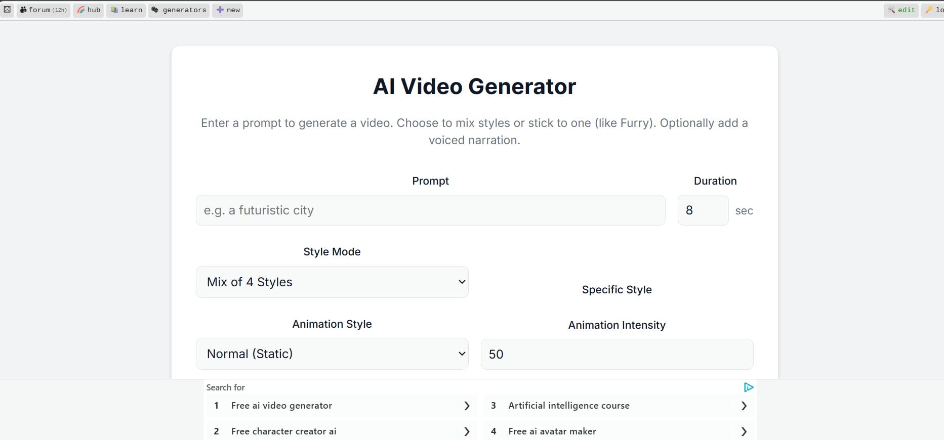 Accessing the Perchance AI video generator platform