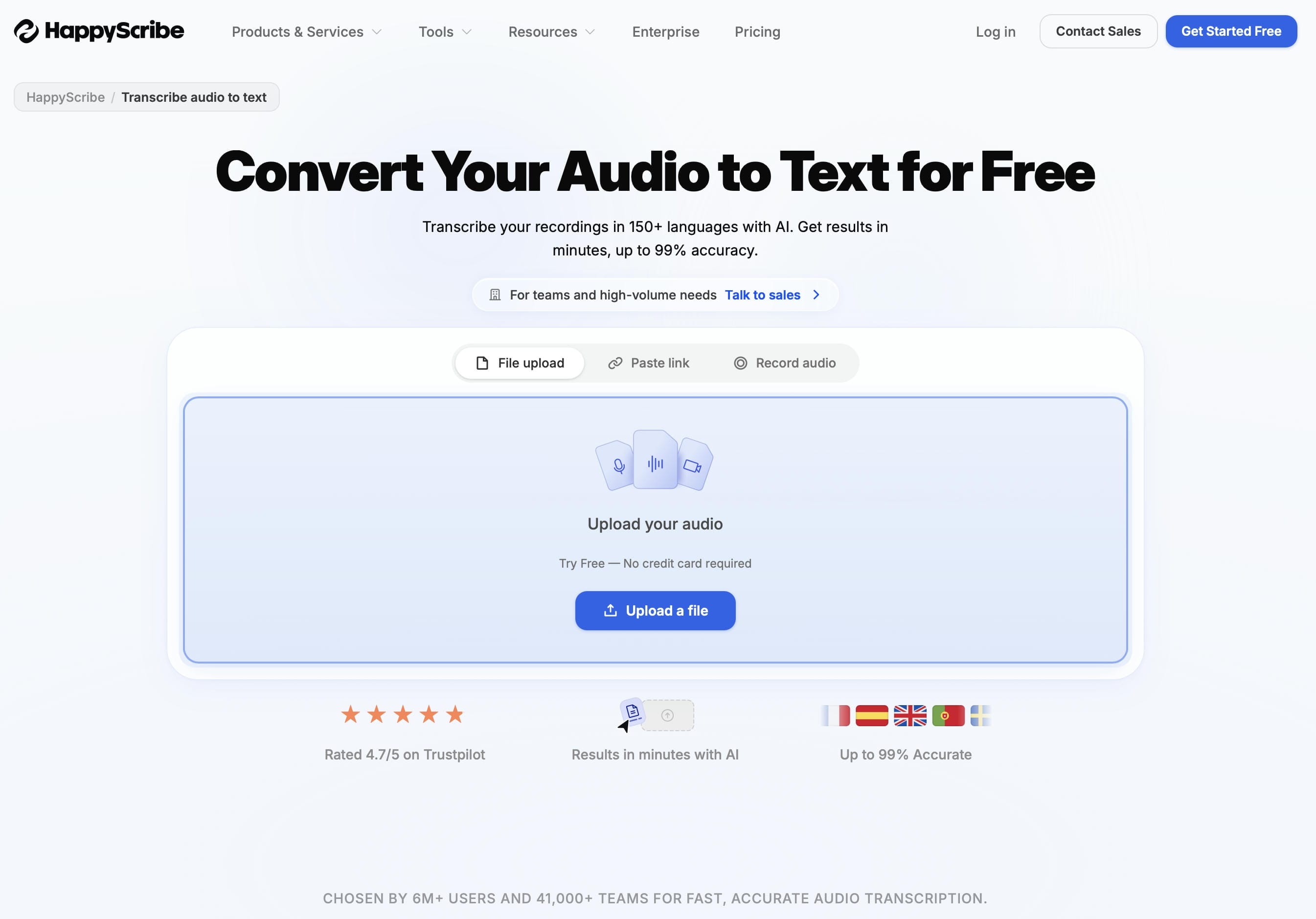 Upload your audio or video file