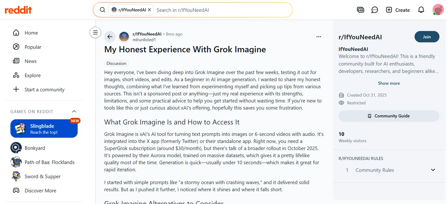 text Reddit review on Grok image generator