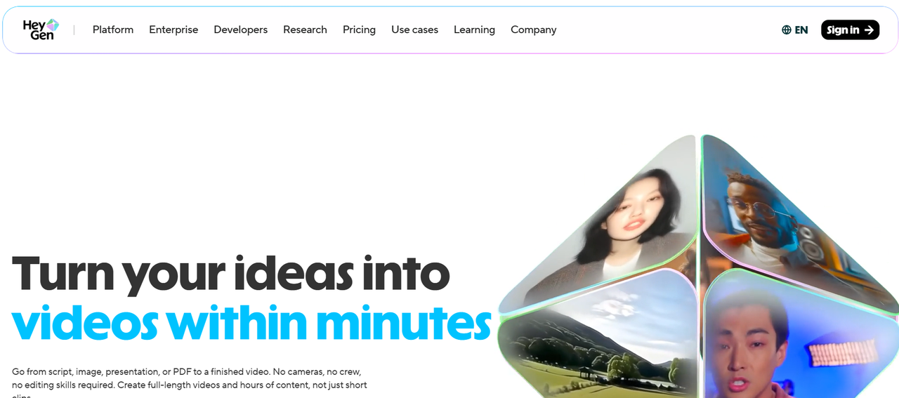 HeyGen interface