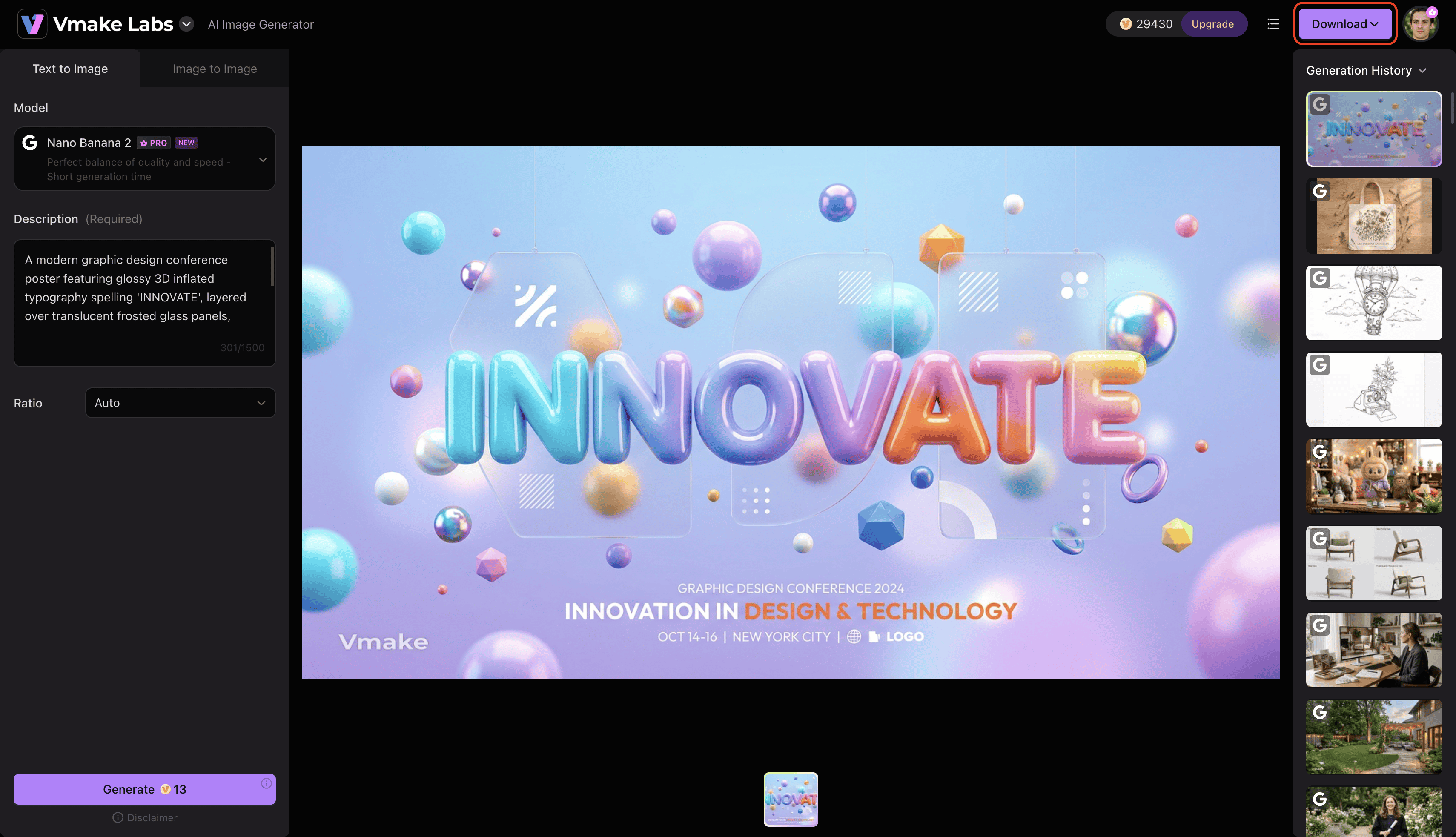 text Step 3: Generate and download your image